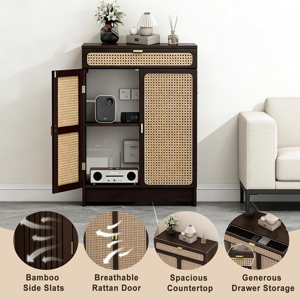 Jueraori WiFi Router Storage Cabinet with Adjustable Shelves, No Back Panel
