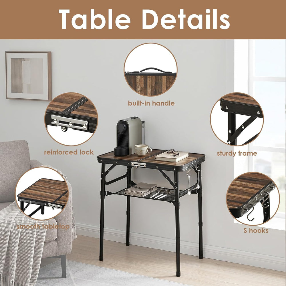 Folding TV Dinner Tray Table, Adjustable Height Sofa Snack Table