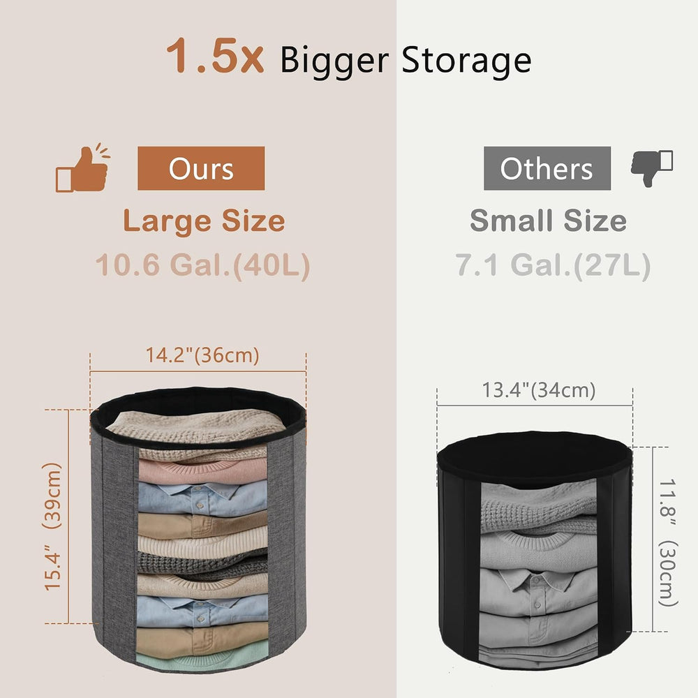 CAROLMADE Round Storage Ottoman, Linen Vanity Stool
