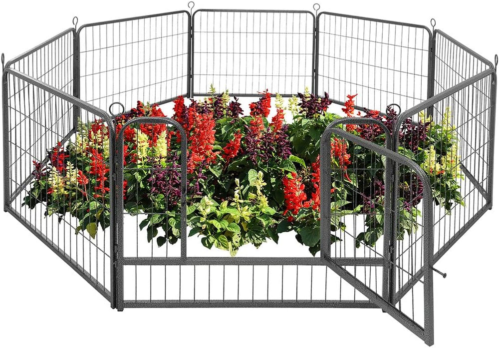 CAPHAUS Decorative Garden Fence, 24 Inch x 21 FT Heavy Duty Iron Fencing Land...