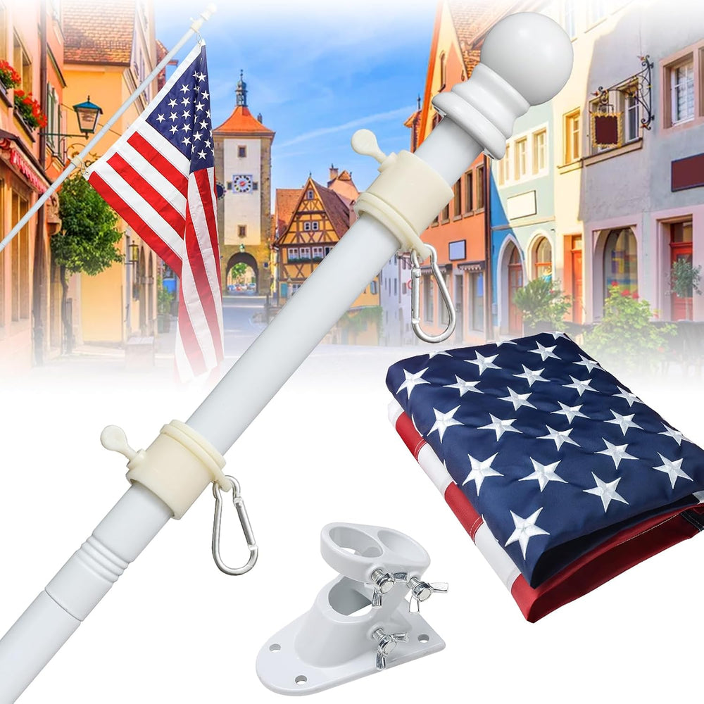 7FT Flag Pole Kit - Includes 1 inch Metal Flagpole,Heavy Duty 3x5 Embroidered...