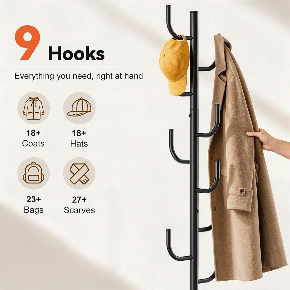 MISSLO Heavy Duty Coat Rack Freestanding Modern L-shaped Coat Tree, Black