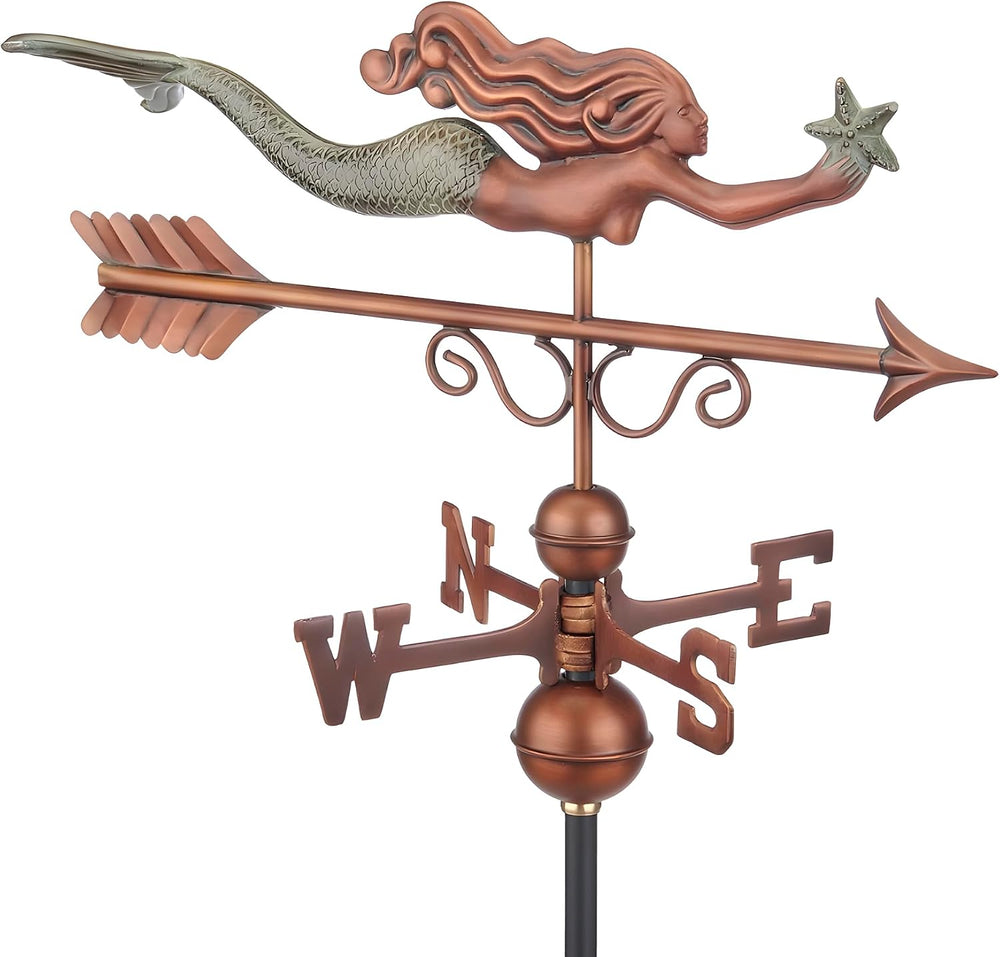 Little Mermaid Weathervane - Pure Copper Hand Finished Patina by Good Directions