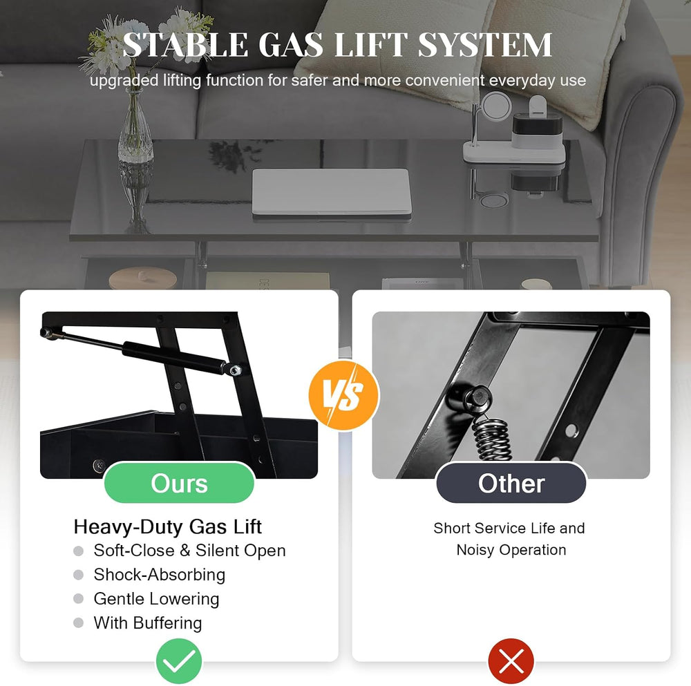 Lift Top Coffee Table, Black Coffee Table for Living Room