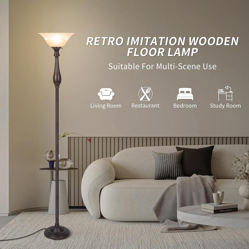 HonoDing Torchiere Floor Lamp for Living Room, Standing Lamp with Glass Shade...