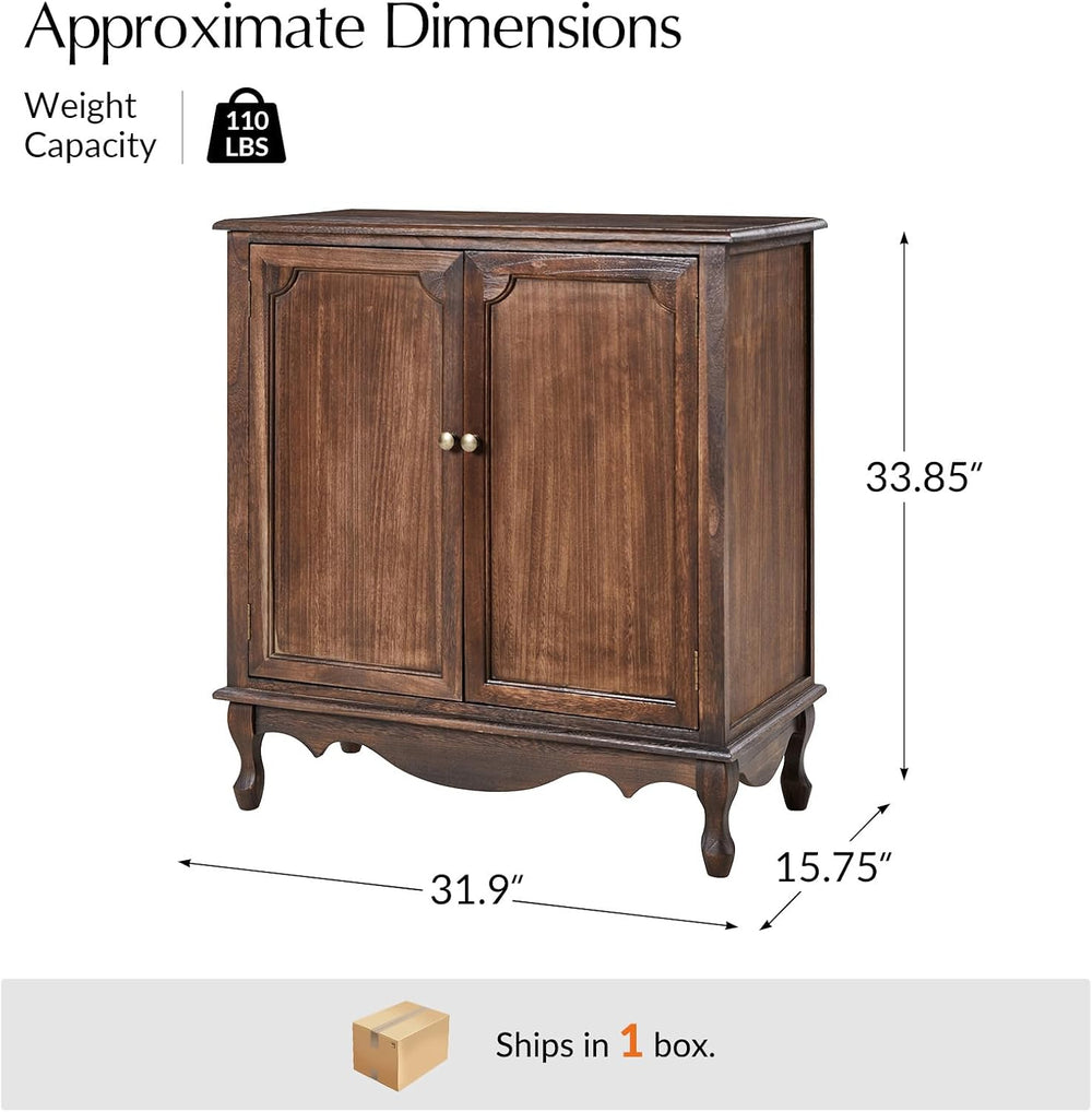 HULALA HOME Farmhouse Accent Cabinet with 2 Doors, Walnut