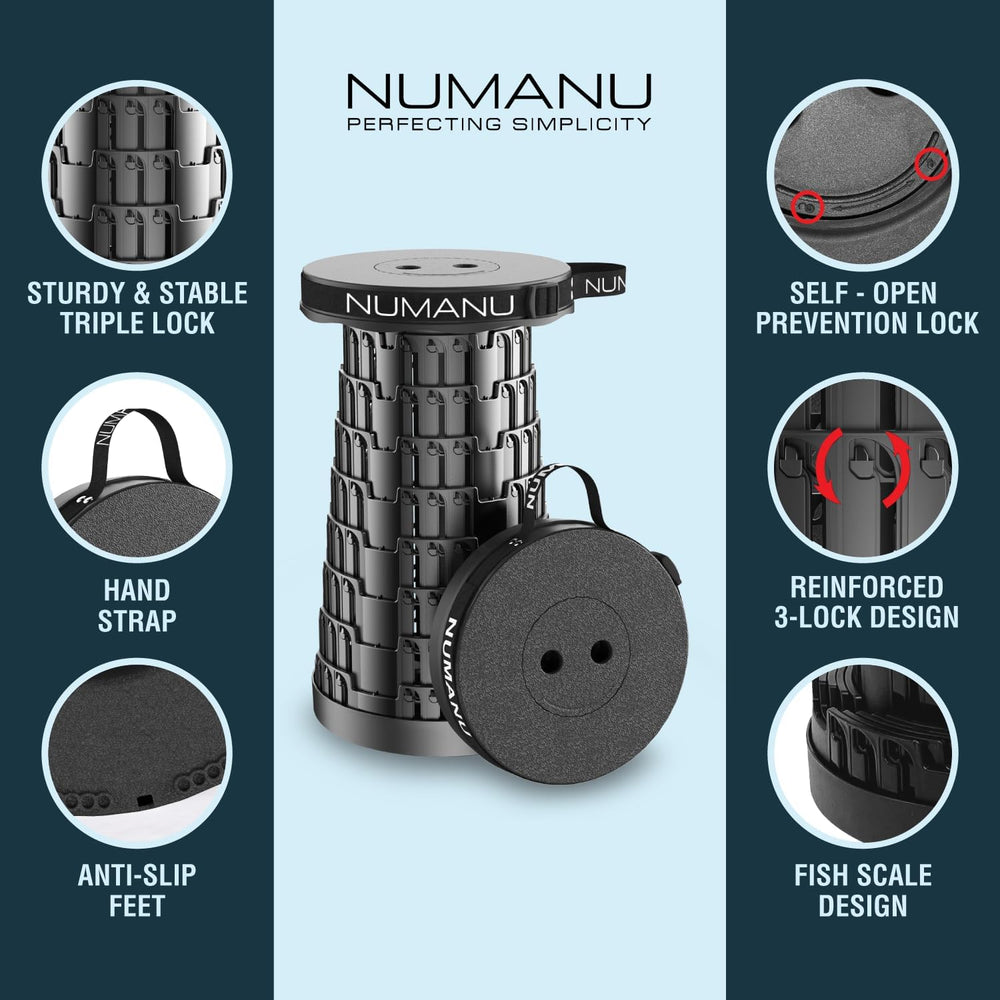 NUMANU Collapsible Stool for Adults 2-Pack, Folding Seat, 620 lbs, 18in