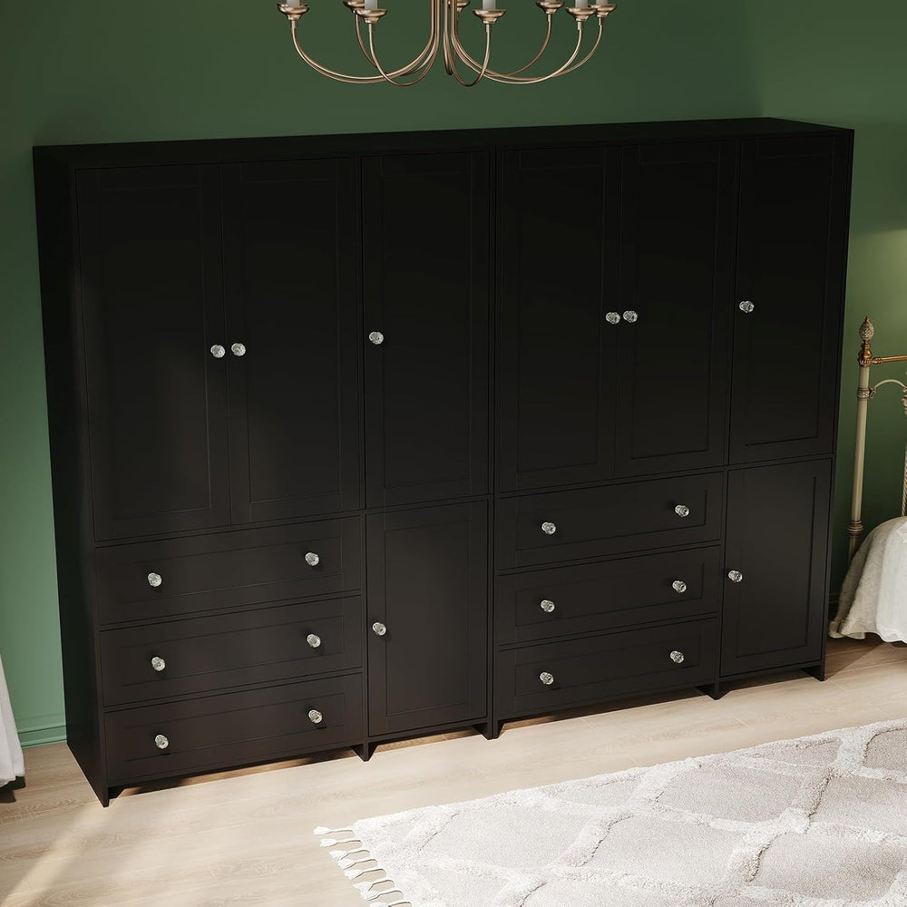 VOWNER 71" H Armoire Wardrobe Closet with 3 Drawers and Mirror