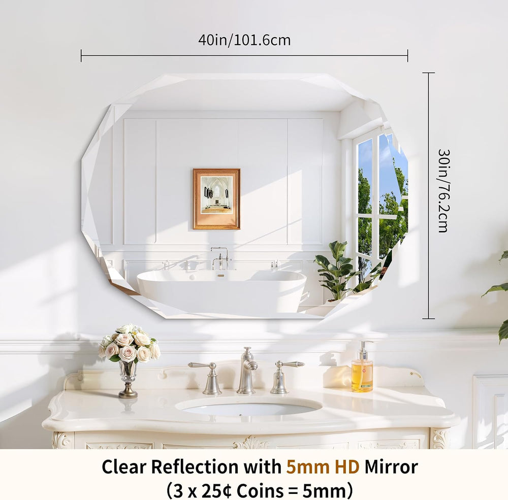 GLASHOM Frameless Mirrors for Bathroom 30x40 inch