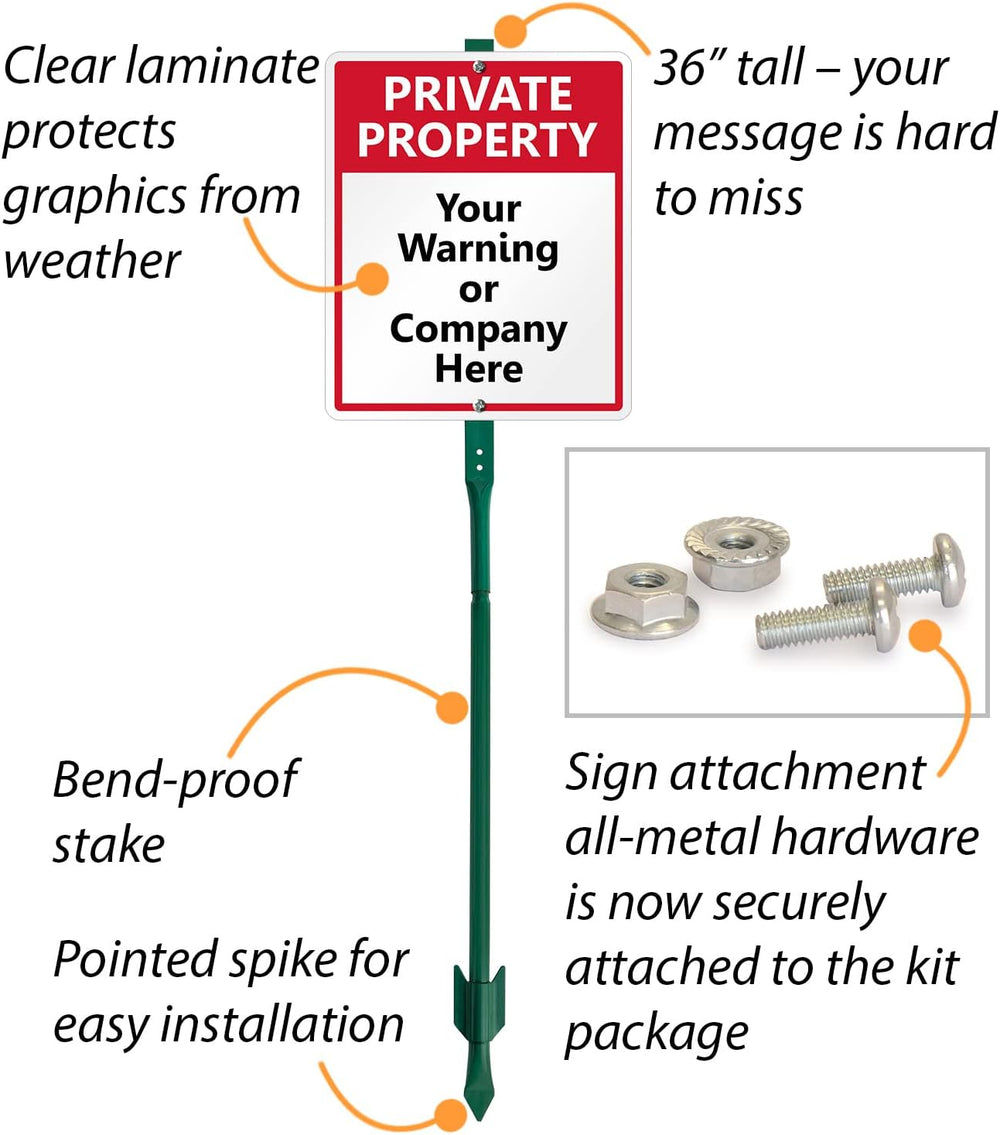 SmartSign 12 x 10 inch “Private Property” Custom Yard Sign & Stake Kit-Ad...