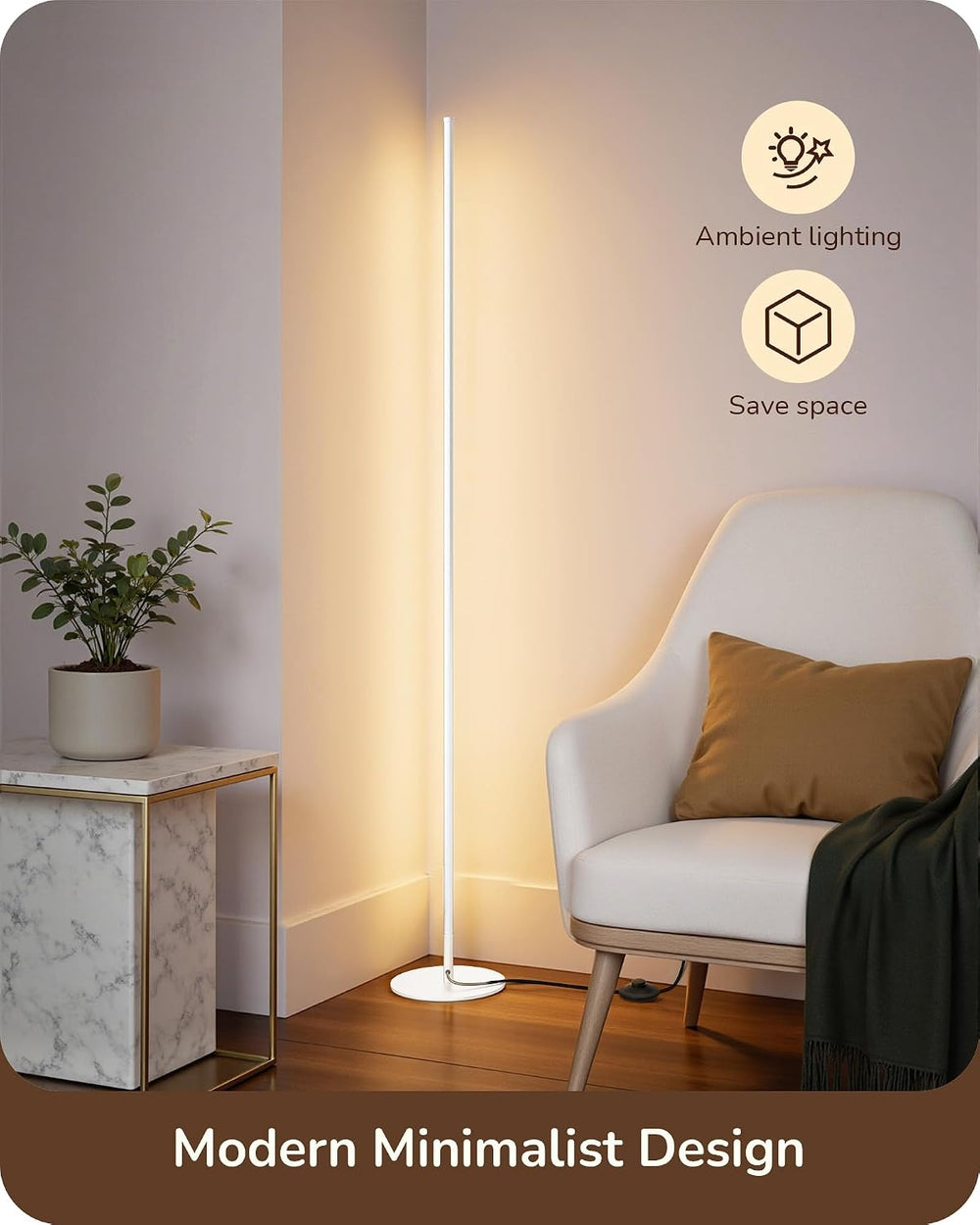 EDISHINE 2 Pack 57.5” Floor Lamps with Remote, Stepless Dimmable & 7 CCT