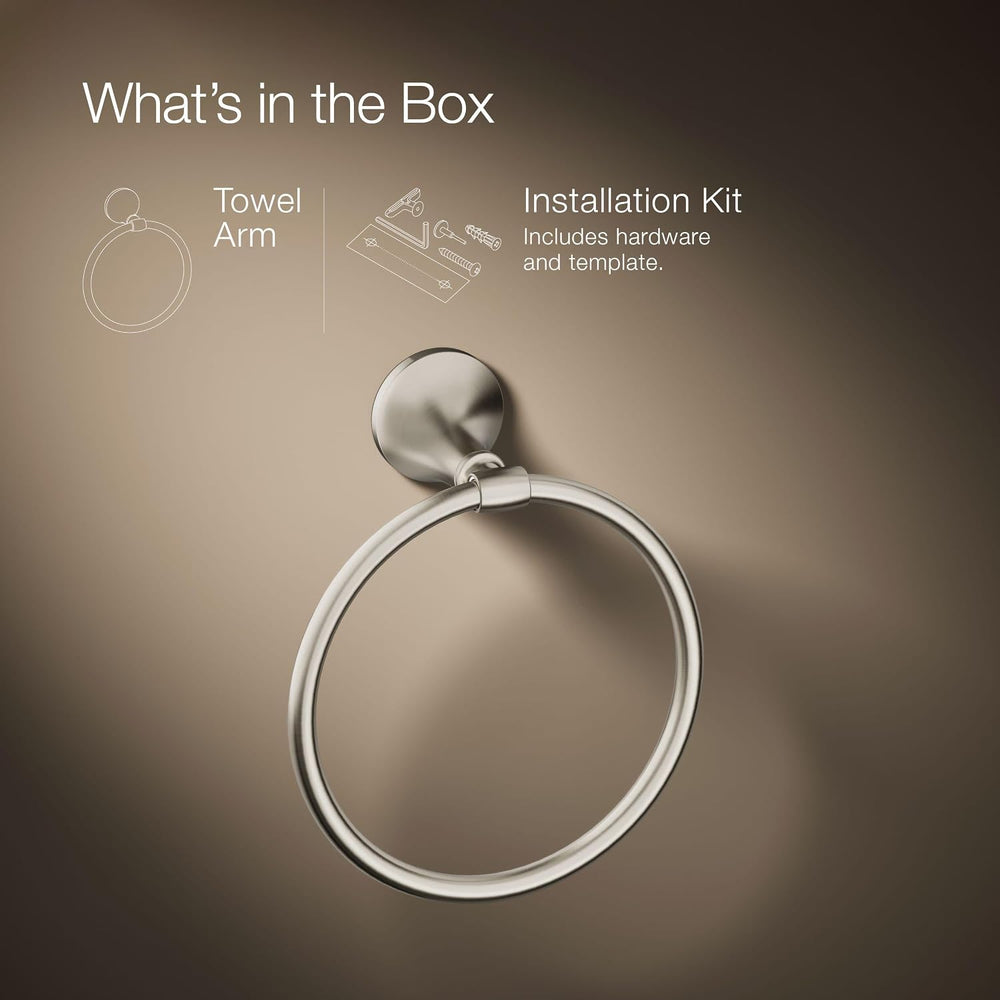 Kohler Elliston Towel Ring, Vibrant Brushed Nickel
