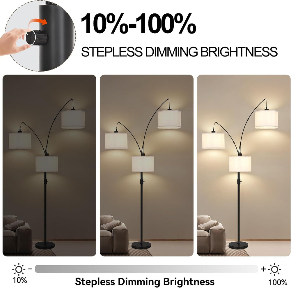 AHDWDW Dimmable Arc Floor Lamp-3 Lights Floor Lamps for Living Room,Modern Ta...