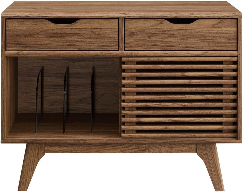 Modway Render Mid-Century Modern Vinyl Record Storage Display Cabinet, 37 Inc...