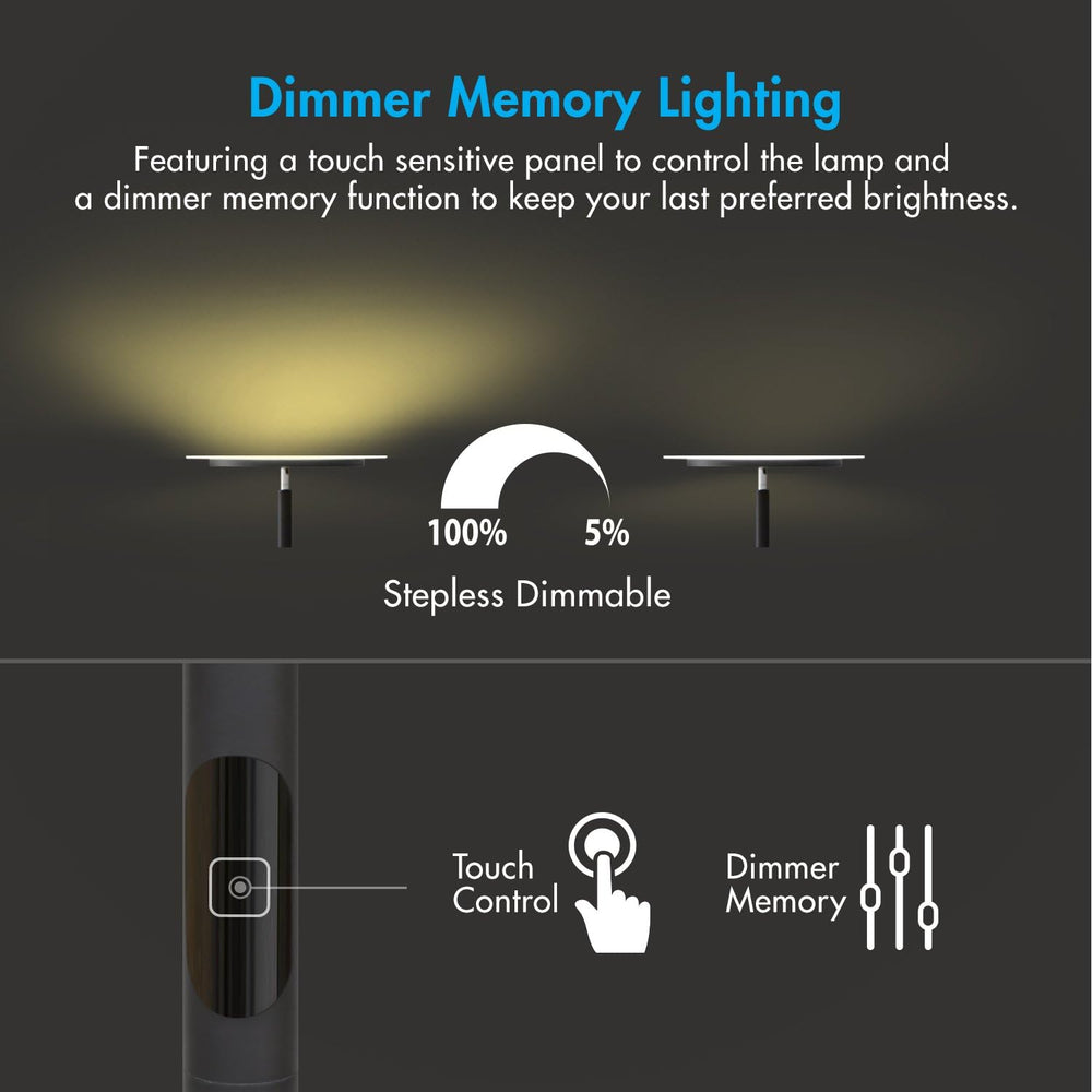 Tenergy Modern Torchiere Floor Lamp, 3000L LED, 30W, Remote Control, Touch Di...