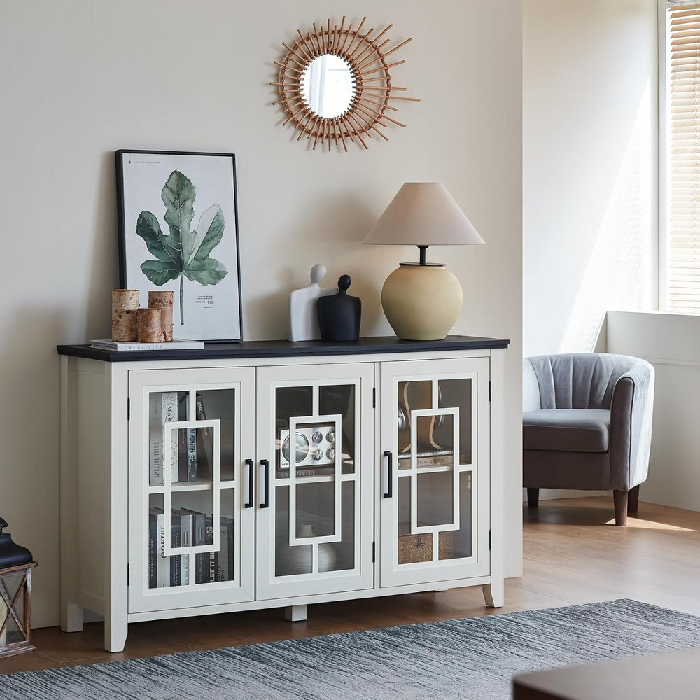 Joaxswe 55" Farmhouse Large Sideboard Buffet Cabinet with Storage, White