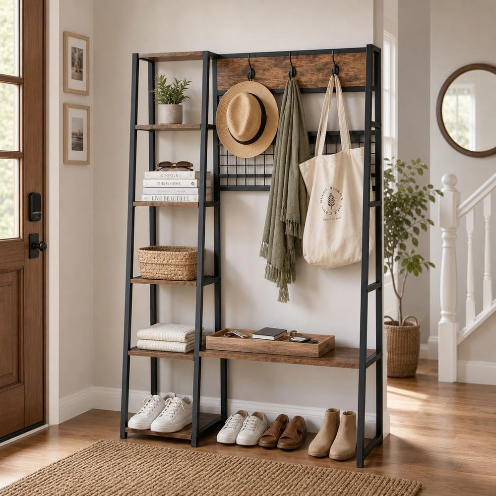 Garvee 4-in-1 Hall Tree with Bench and Shoe Storage