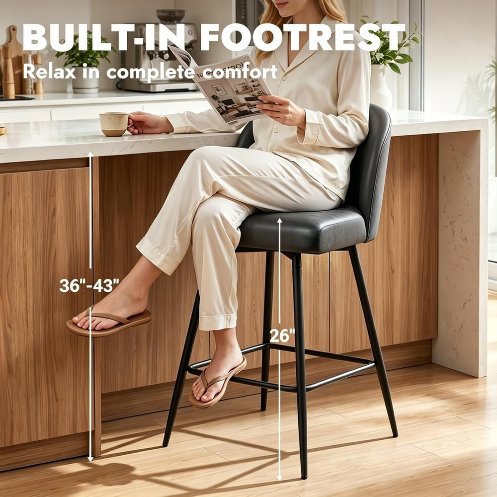 Counter Height Bar Stools Set of 3, 360° Swivel Upholstered Barstools with Ba...