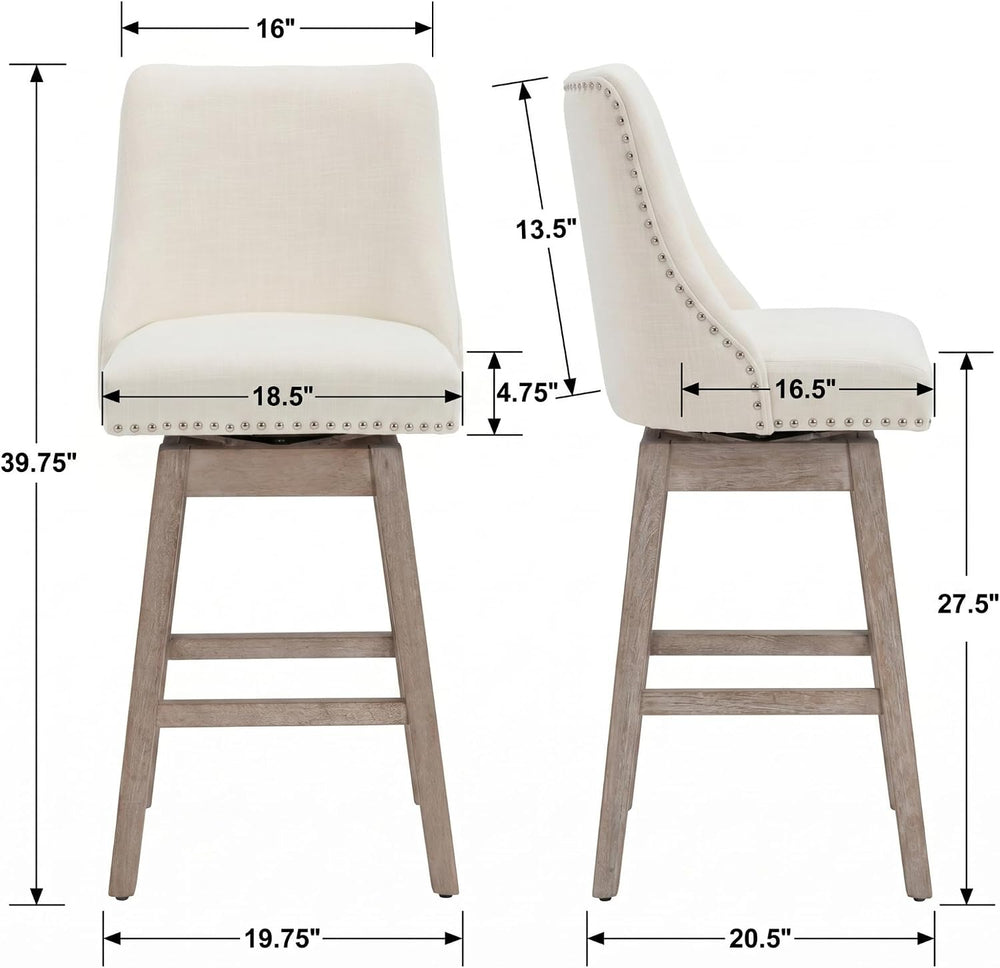 chairus Counter Height Swivel Bar Stool Chairs Set of 2 Mid-Century Modern 27...