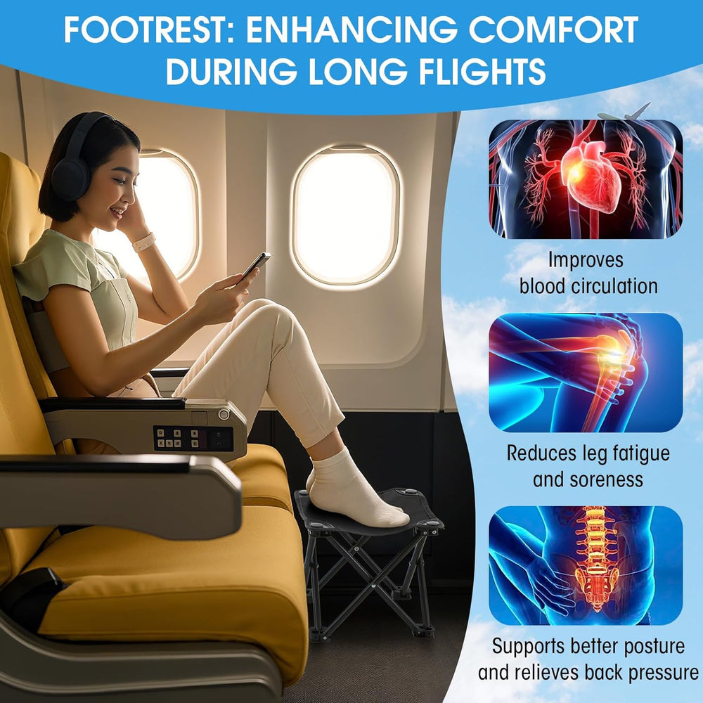 Ripeng 2 Pcs Portable Airplane Travel Foot Rest, Folding Camping Stool, Under...