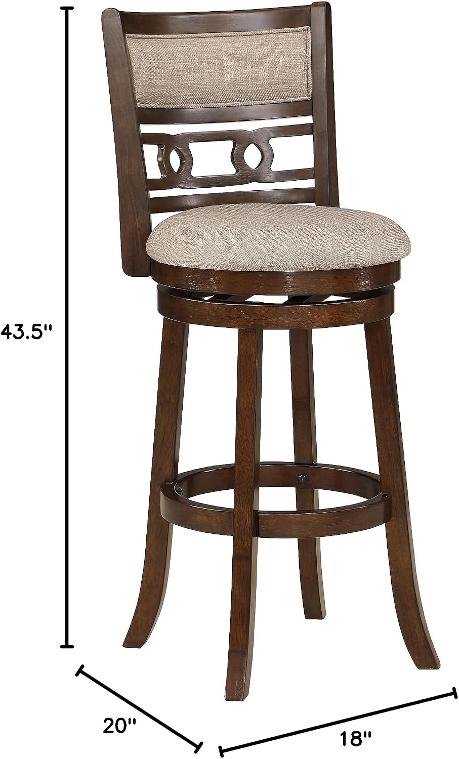 New Classic Home Furnishings Gia 29" Swivel Barstool-Cherry W/Brown Fabr...