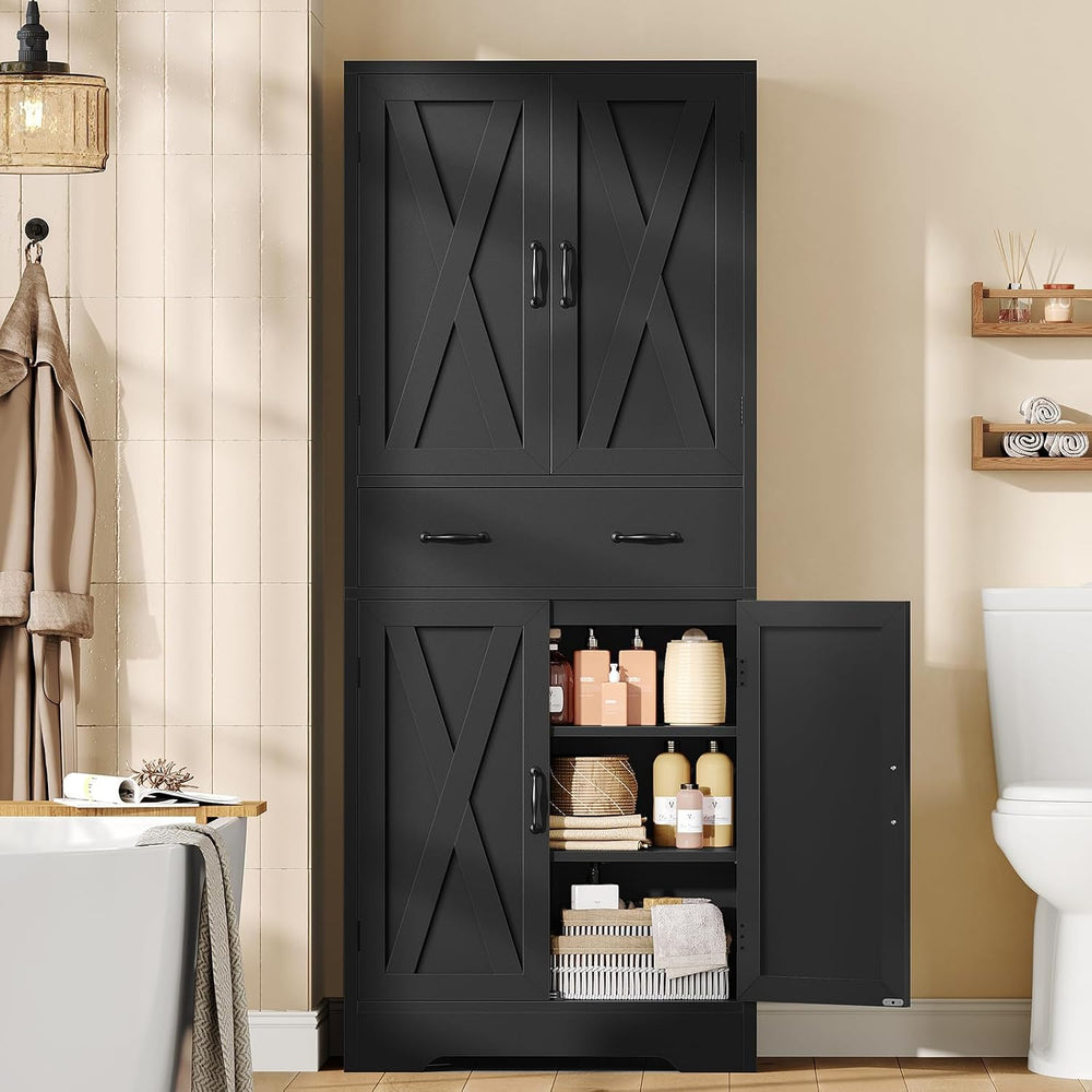 TEENFON Tall Storage Cabinet with 2 Adjustable Shelves & 1 Large Drawer, ...
