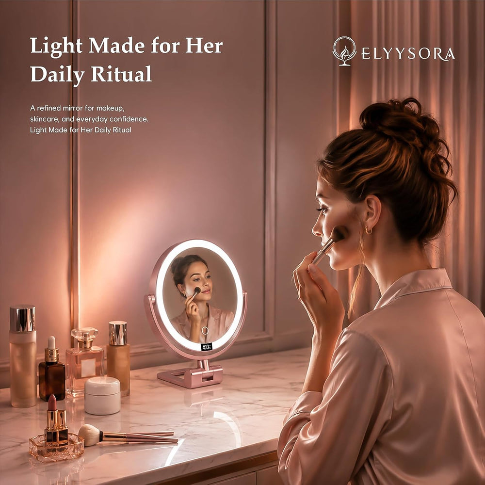 1X/30X Makeup Mirror with Lights, Magnifying Mirror (Rose Gold)