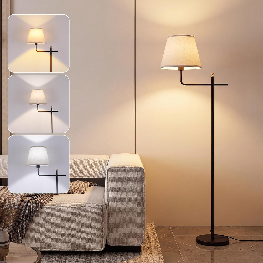 Black Standing Lamps for Living Room,3 Color Temperatures Bulb