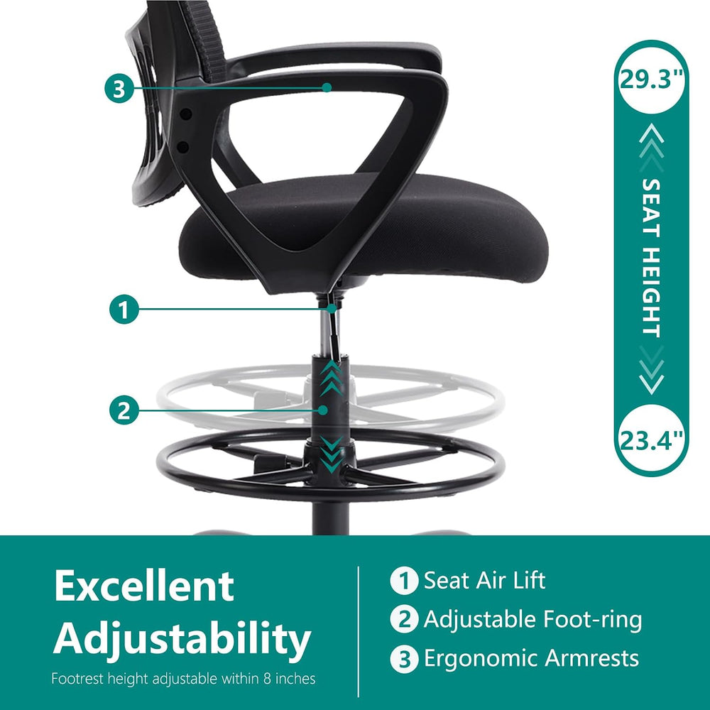 DUMOS Ergonomic Drafting Chair, Tall Office Chair for Standing Desk