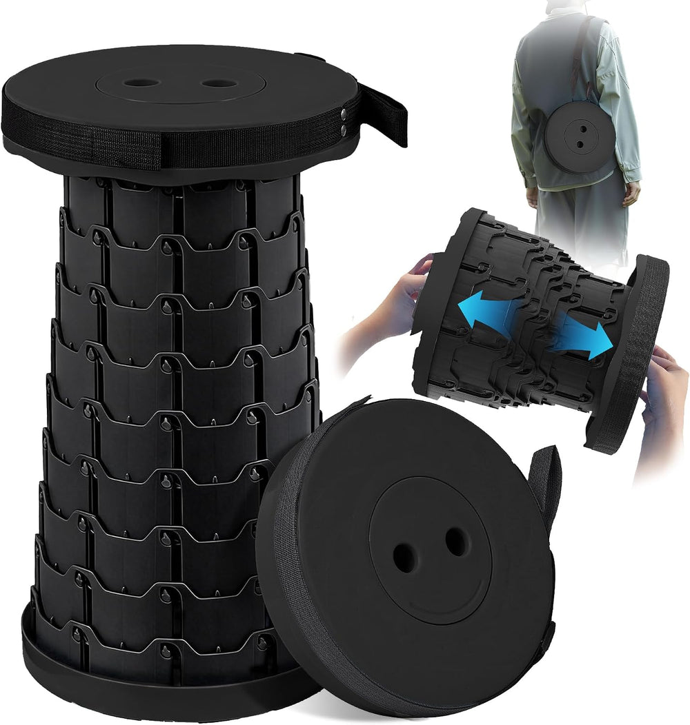 VECELO Telescoping Folding Stool, Upgraded Portable Collapsible Retractable S...