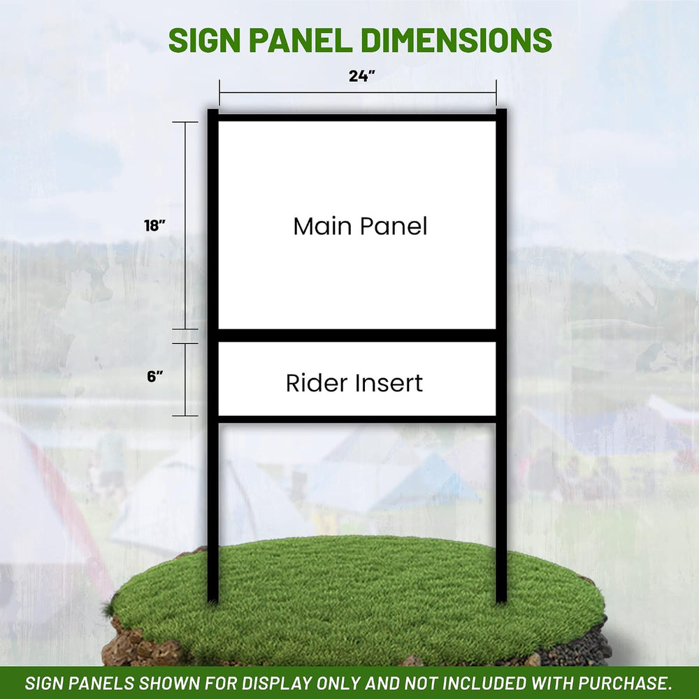 Real Estate Metal H-Frame Yard Sign with Rider, 18 x 24 in, Black, 1 Pack