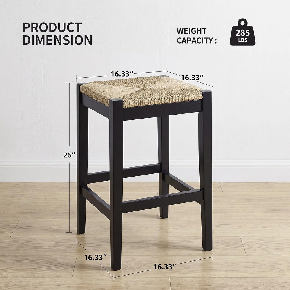 DUHOME 26-Inch Backless Seagrass Counter Stools Set of 4