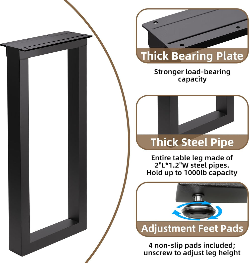 36 Inch Metal Bar Table Legs, Heavy Duty Steel Dining Table Legs with Adjusta...