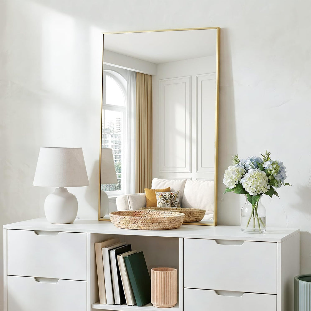 MZON 16" x 24" Brushed Gold Bathroom Vanity Mirror, Mirror for Over...