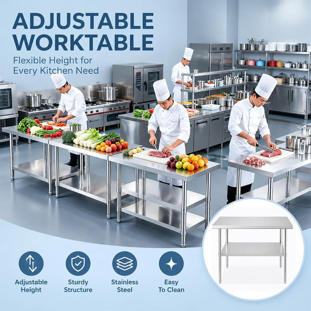 NUUK Stainless Steel Work Table 24" x 36", Commercial Kitchen Food ...