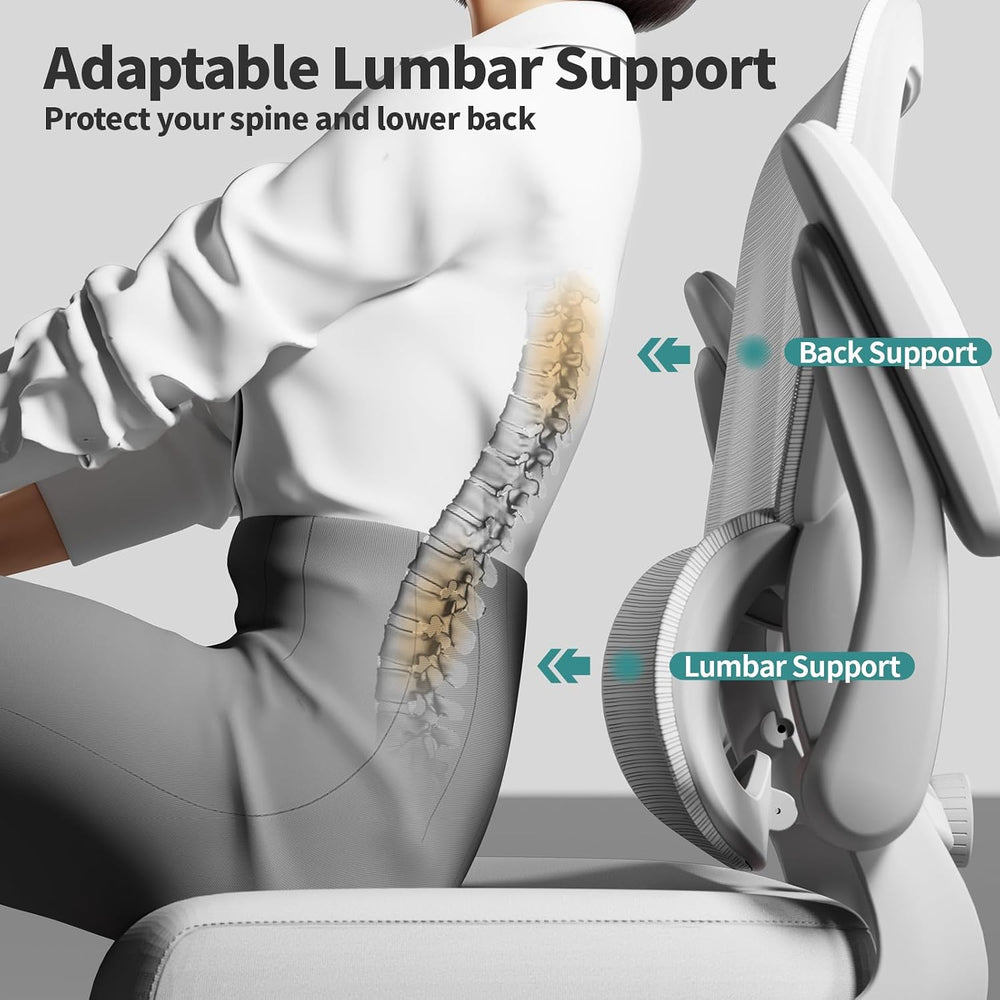 TRALT Office Chair - Ergonomic Desk Chair with Adjustable Lumbar Support, Mes...
