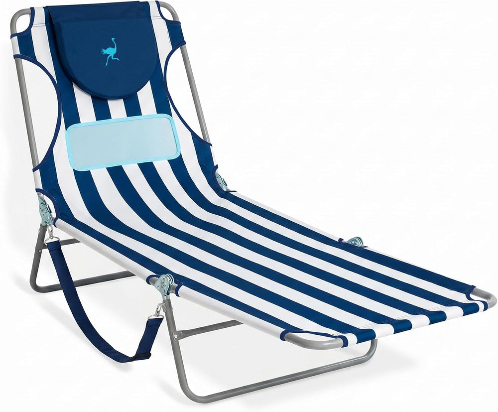 Ostrich the Ladies Comfort Lounger, Outdoor Reclining Beach Chair, Stripe