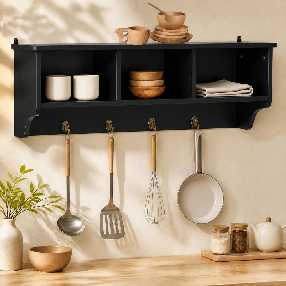 GIANTEX Coat Rack with Hooks Wall Mount, Wall Cubby Organizer with 4 Hooks