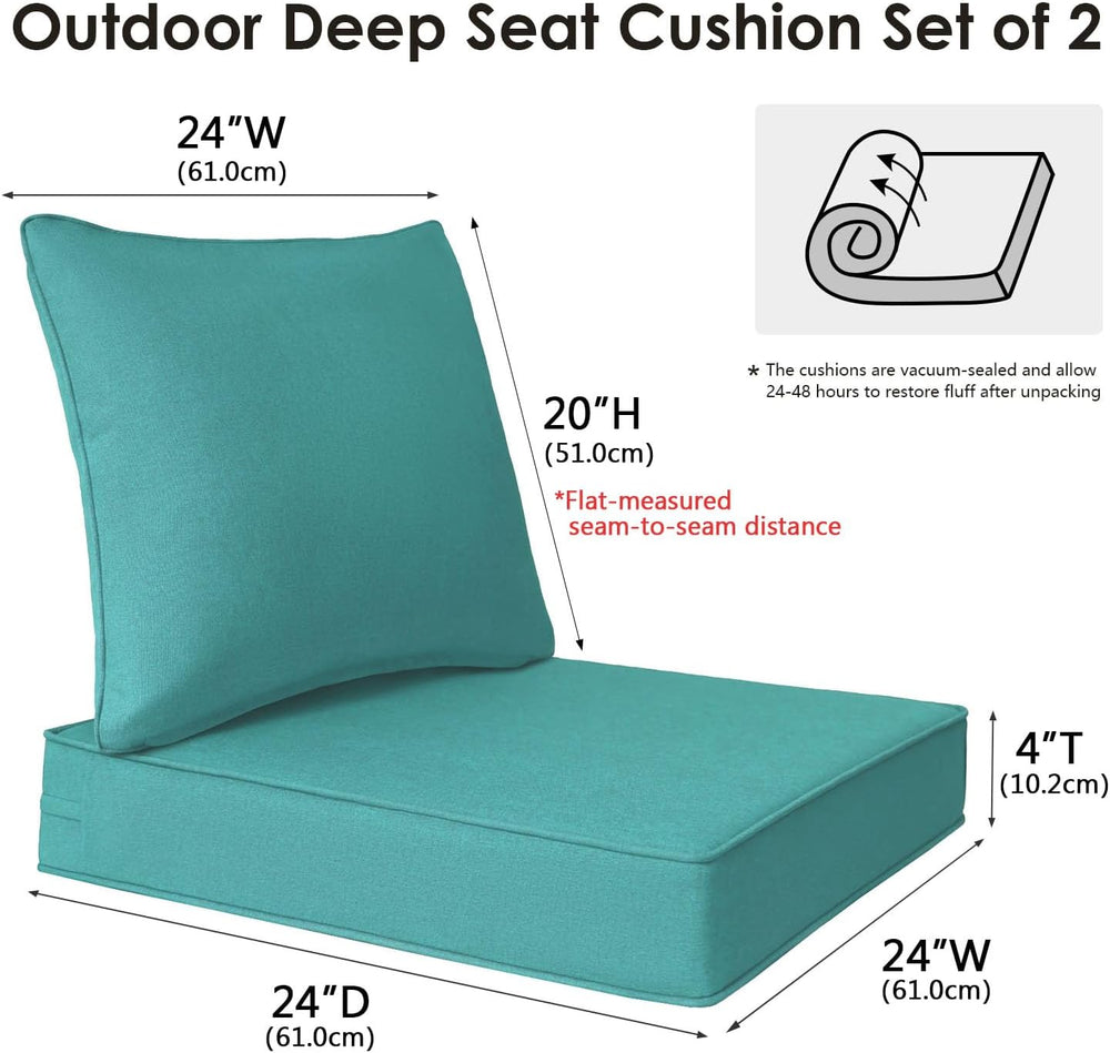 Unimatta Outdoor Patio Chair Cushions Set, 24" x 24", Set of 2, Wat...