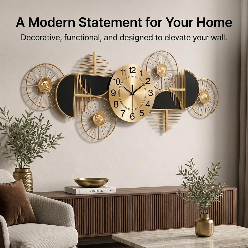40" Large Modern Wall Clock, 3D Metal Wall Art for Living Room
