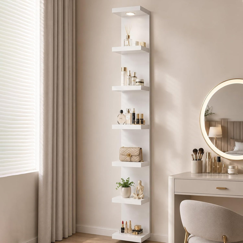 LitaEther Versatile 7 Tier Wall Shelf Unit,White Lack Wall Shelf,Display Floa...