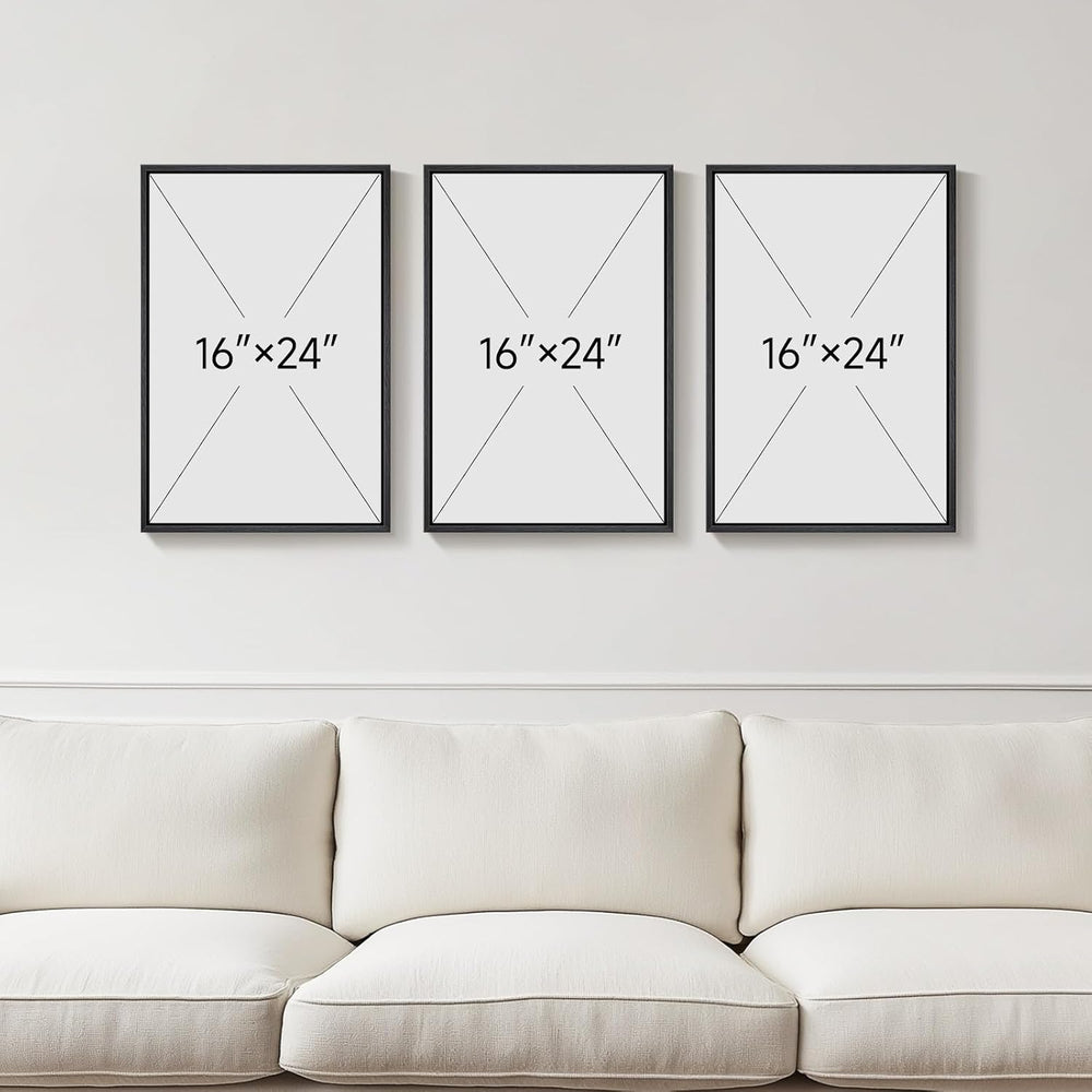 Framed Black and White Modern Abstract Wall Art set, 3 Piece Canvas Prints