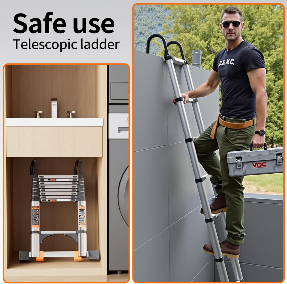 Telescoping Ladder,12.5FT Aluminum Extension Ladder,330lbs Max Capacity