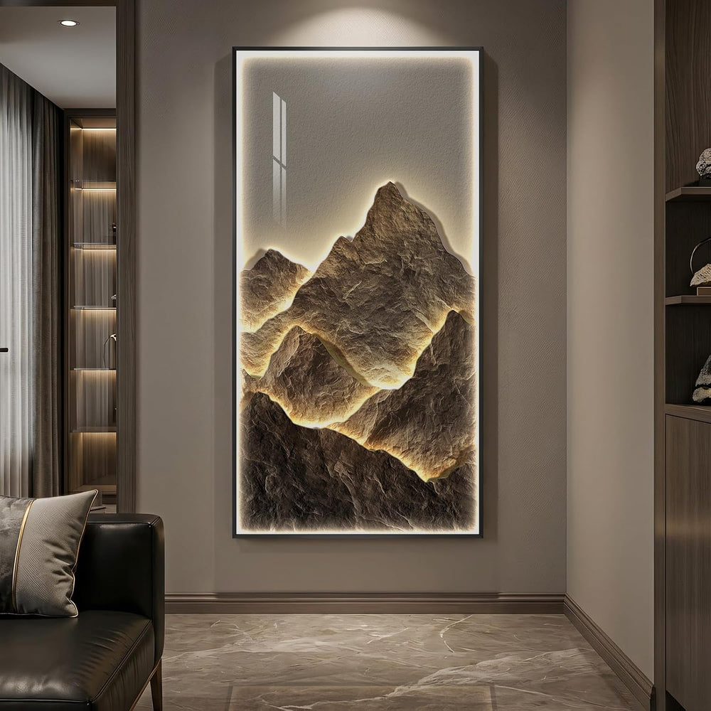 Large Vertical LED Mountain Wall Art for Living Room, Modern Luxury 30x60