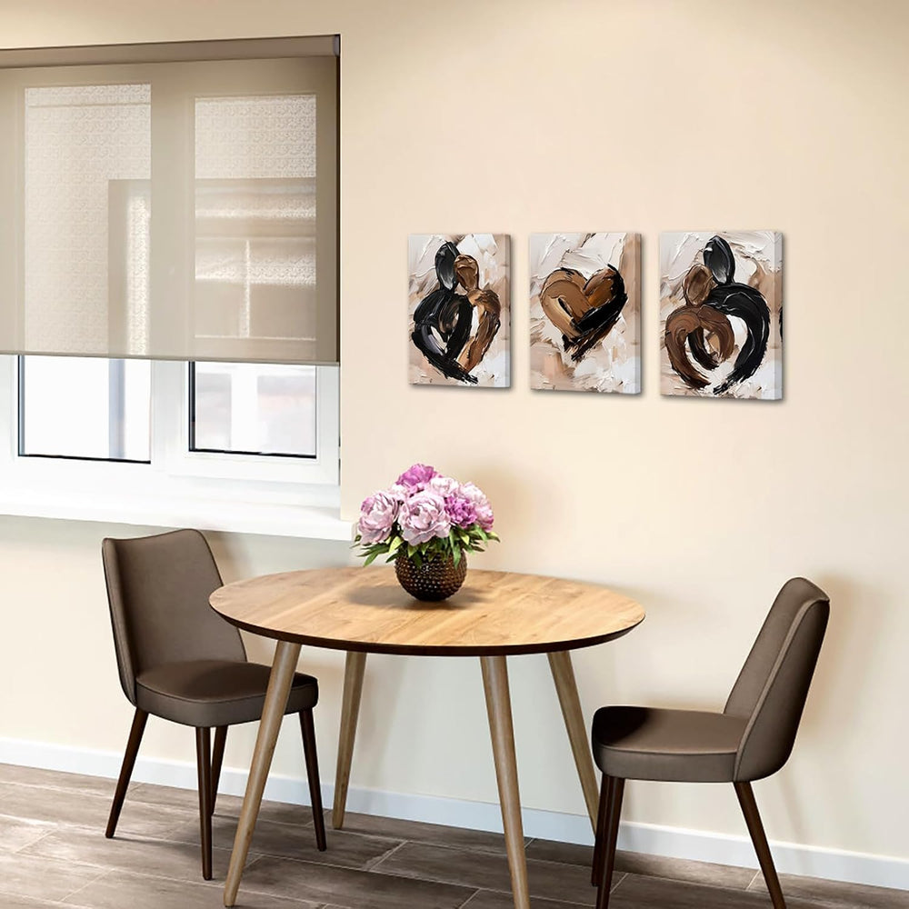 sechars Brown and Black Wall Decor Abstract Couple Modern Paintings Canvas Pr...