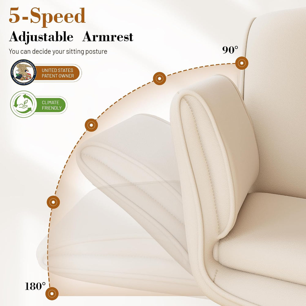 HeroSet Criss Cross Chair with Wheels & Armrests,Comfy Wide Vanity Chair,...