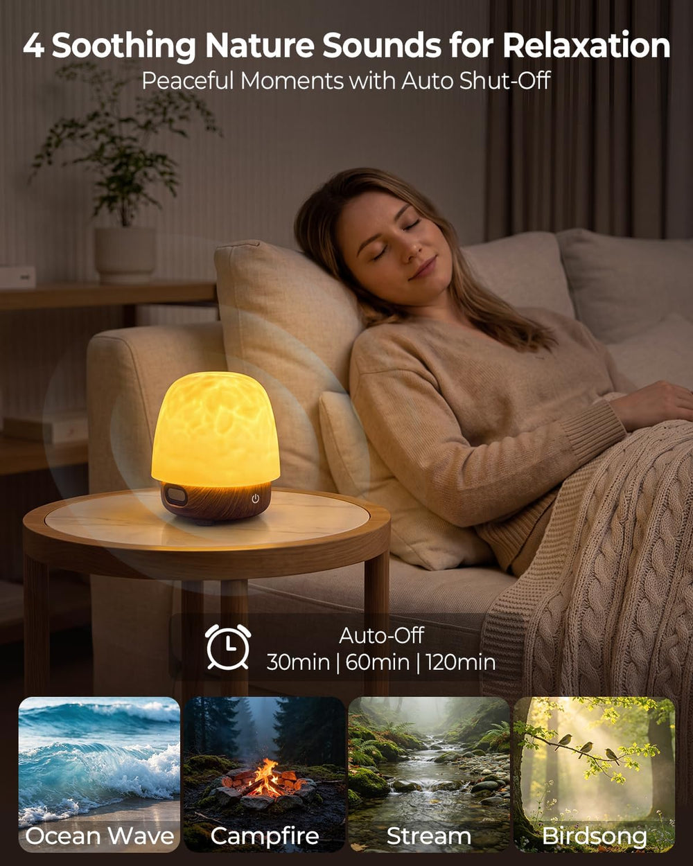 Waterproof Shower Mood Light with Bluetooth Speaker & Ocean Wave Projector