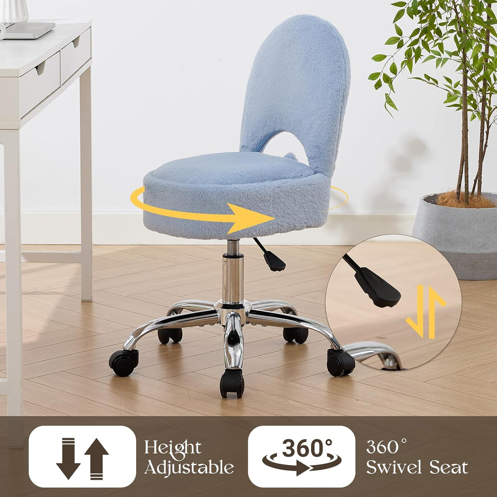 Home Office Chair Fold Swivel Vanity Chair with Storage Back Wheel