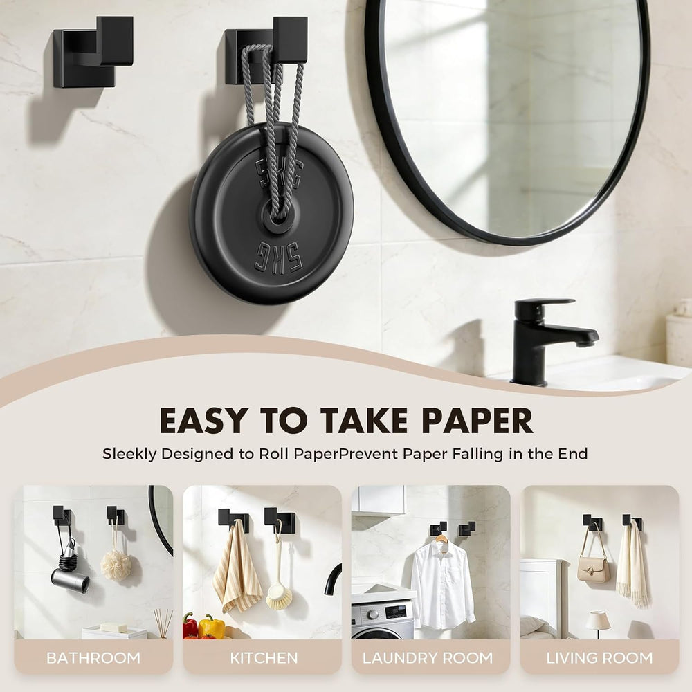 10-Pieces Matte Black Bathroom Accessories Set, 24 Inch Bath Towel Bar Set