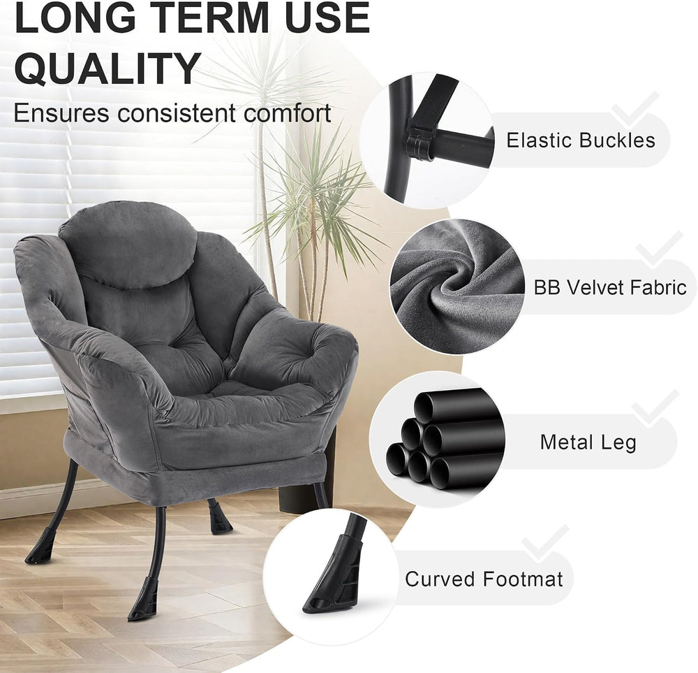 Zedachica Lazy Chair with Ottoman, Lounge Reading Chair for Adults, Modern Up...